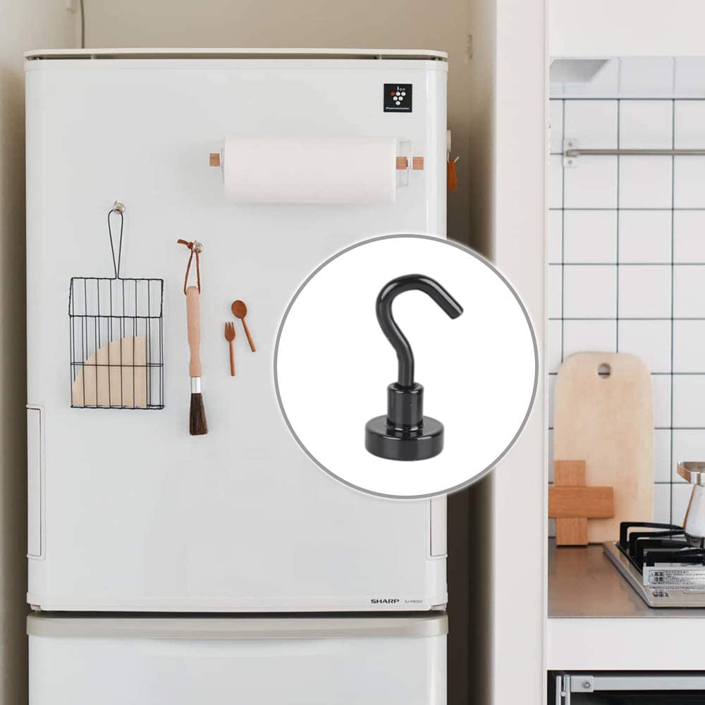 MAGHUNT Magnethaken, Magnethaken mit 16 mm Durchmesser, rostfreier Edelstahl, Wandhalterung für Küche, Klassenzimmer, Eingang, Schwarz [10er-Pack]