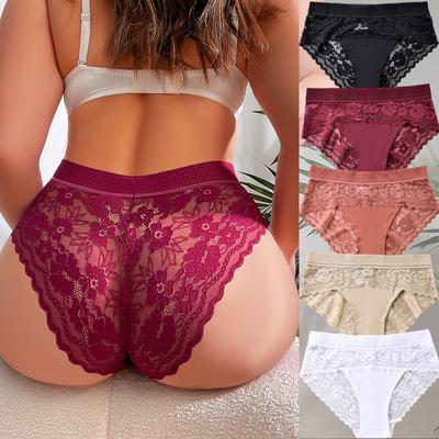1XL-4XL Große Größen Damenunterwäsche Sexy Spitze Breiter Bund Slips Atmungsaktive Damenunterhose zum Anheben des Bauches