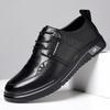 Men's Black Lightweight Breathable Leather Casual Shoes - Autumn Soft Sole, British Business Style