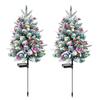 23 Inch Lighted Artificial Christmas Urn Filler Pre-lit Xmas Pine Tree with Cones Red Berries Tripod Stake And LED Light Outdoor Porch Planter Filler