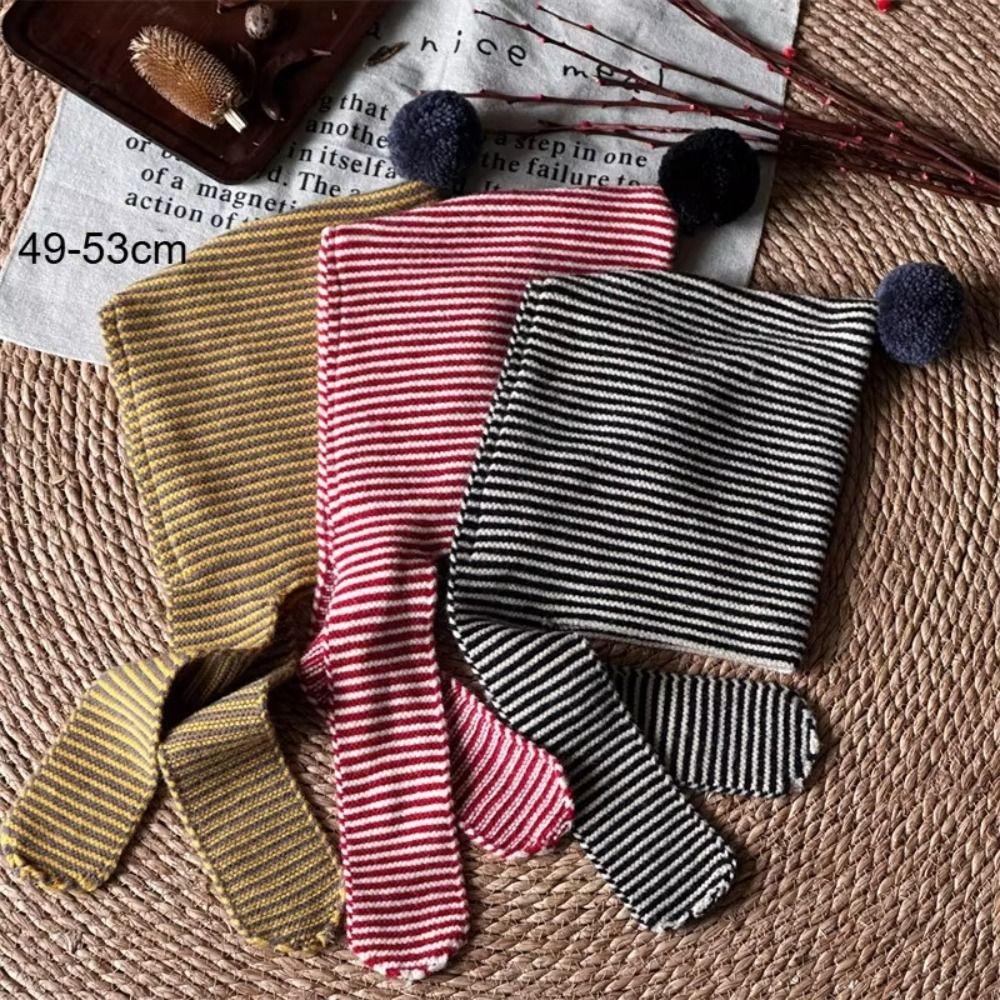 2-in-1 Children's Scarf Hat Striped Design Kids Warm Cap Knitted Hood Scarf  Children Autumn-Winter