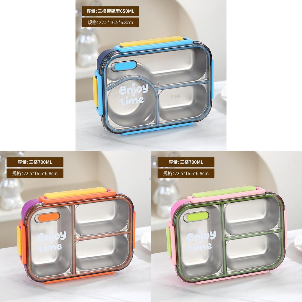 Food Grade 304 Stainless Steel Bento Box With Sealed Dividers For Lunch And Travel