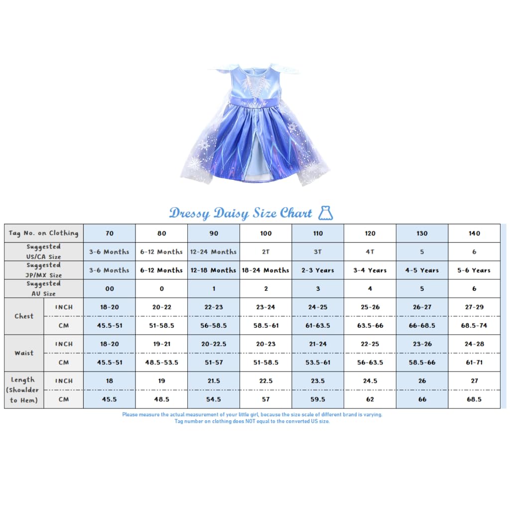 Dressy Daisy Princess Dress for Baby Sizes Perfect for Fancy and Parties Girls, Blue, 12-18 Months, Halloween, Birthdays,