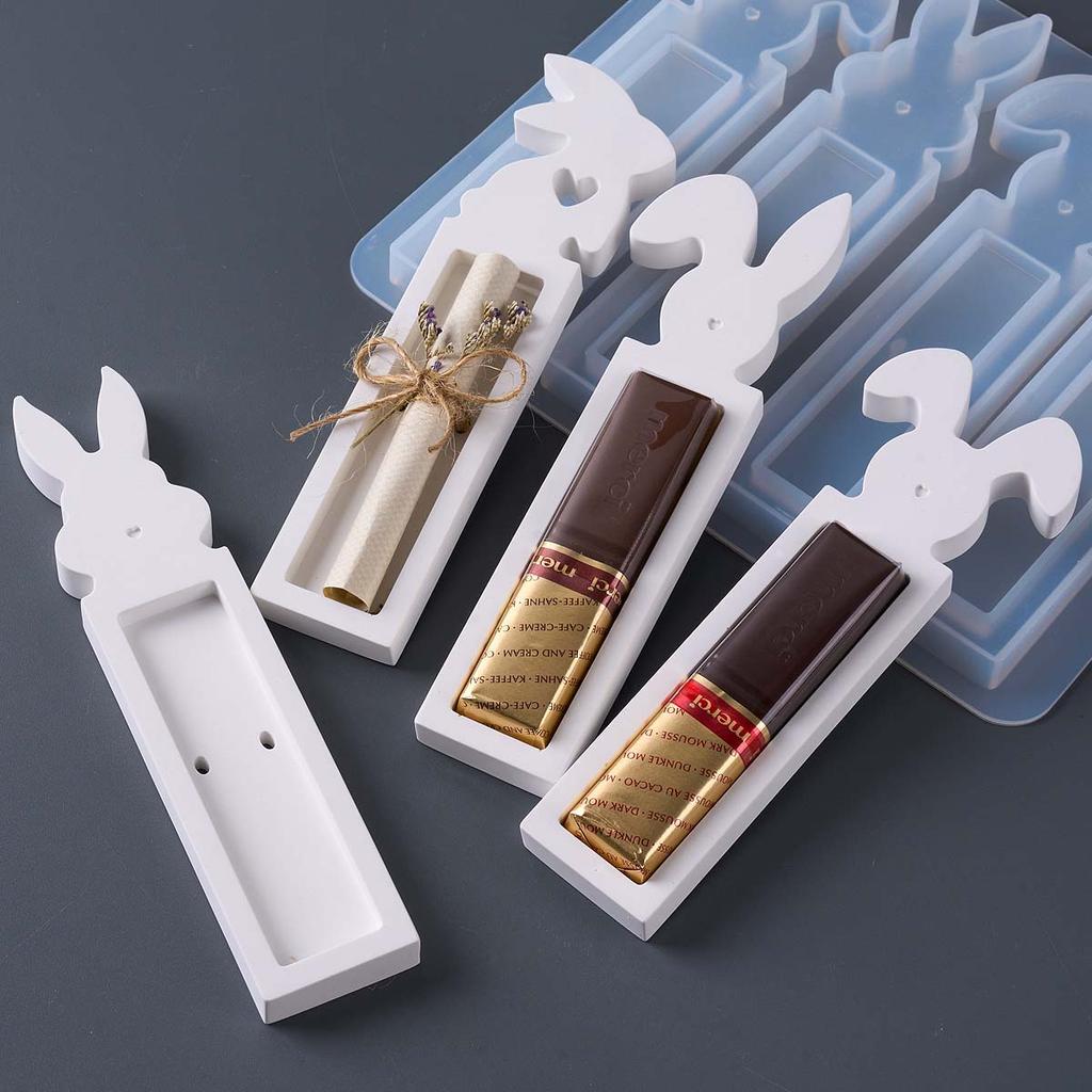 Easter Rabbit Chocolate Cash Gift Box Silicone Mold DIY Bunny Stand Plaster Resin Wishing Storage Casting Molds Home Craft Decor