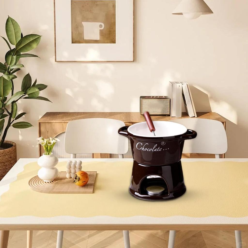 Chocolate Fondue Mug, Chocolate Melting Cup Tea Light with Forks and Candle, Butter Warmers Pot Set, Cheese Melting Cup, Warmer Mug