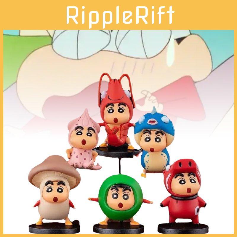 Crayon Shin 6pcs Chan Food Costume Pvc Toy Model Desktop Decor Christmas Gift