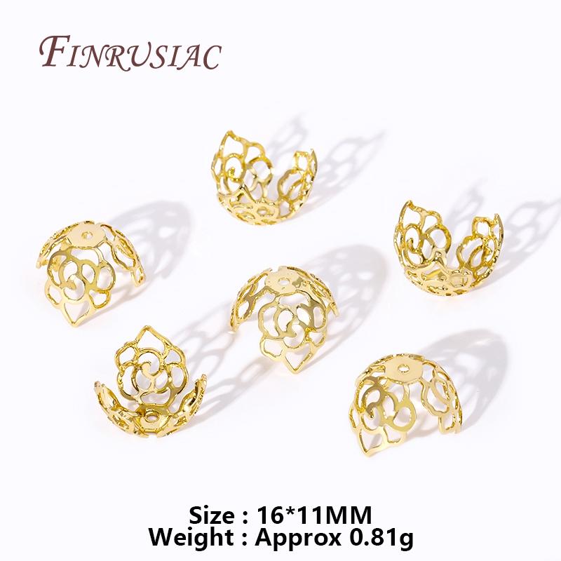 18K Gold Plated 12/16MM Large Beads Caps Filigree Bead Cap High Quality Jewelry Beads Cap DIY Handmade Jewelry Accessories
