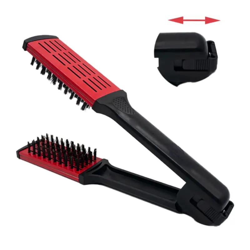 Splint Comb V Shape Hair Straightener Comb Hair Styling Tools Flat Brush Nylon Bristles Double Sided Brush For All Hair Types