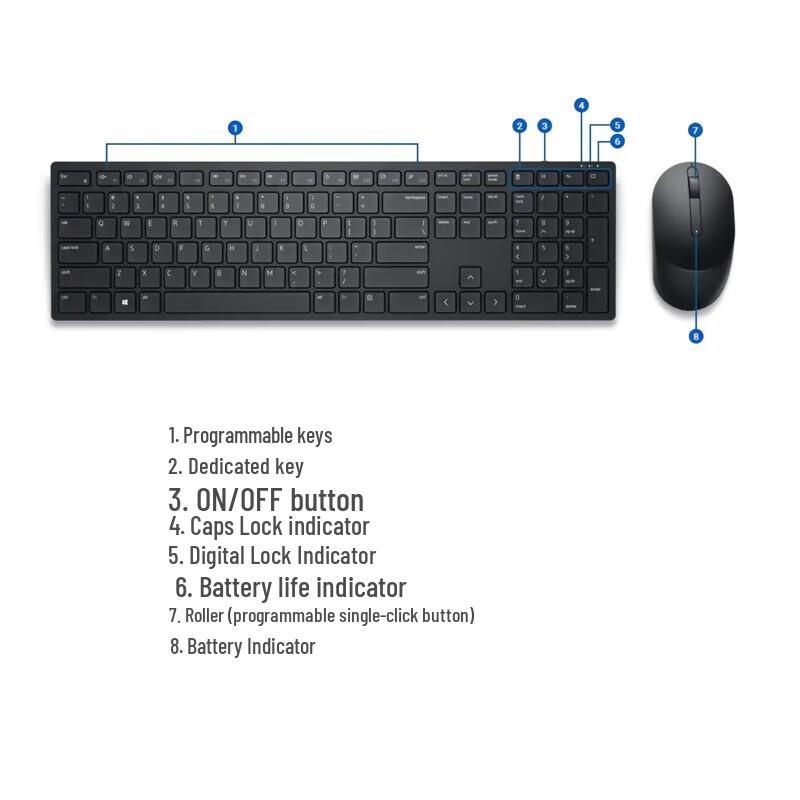 Dell KM5221W Full-Size Wireless Keyboard & Mouse Combo