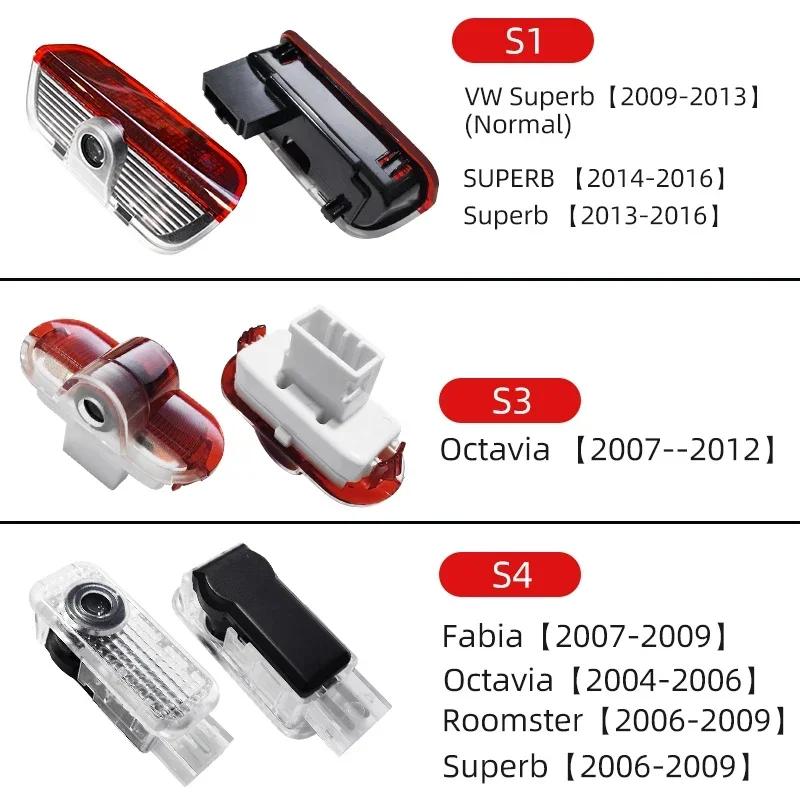 2pcs Car LED Projector Ghost Logo Lamp Auto Door Welcome Shadow Lights For skoda Superb SUPERB Superb Octavia Fabia Roomster dncp95