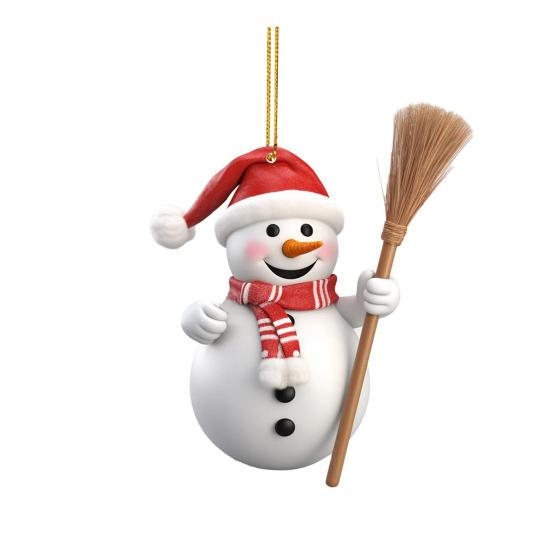 5Pcs Christmas Snowman Ornaments 2D Acrylic Snowman Pendants Cute Cartoon Snowman Decoration for Christmas Tree Mantel Backpack Car Interior