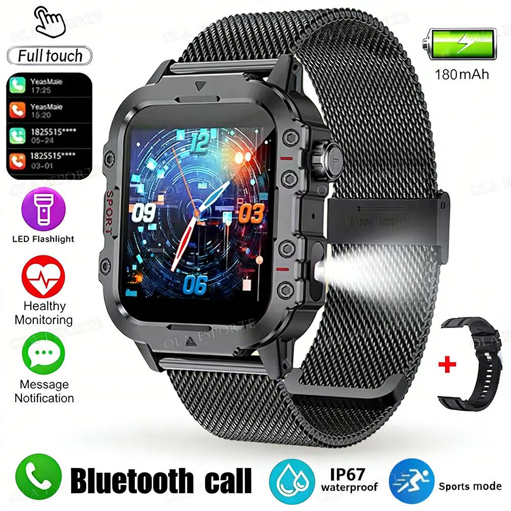 Military Smart Watch Men 3ATM Outdoor Sports Fitness Tracker Blood Pressure Health Monitoring BT Call GPS Smartwatch