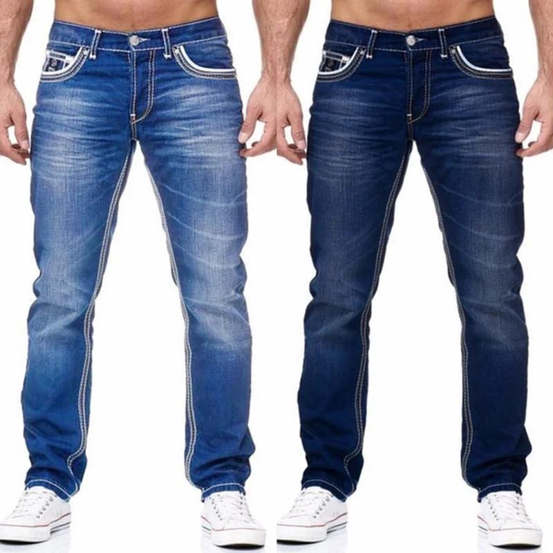 Straight Jeans Herren Gewaschen ohne Loch Jean Frühling Sommer Boyfriend Jeans Streetwear Locker Lässig Designer Lange Denim Hosen Hosen