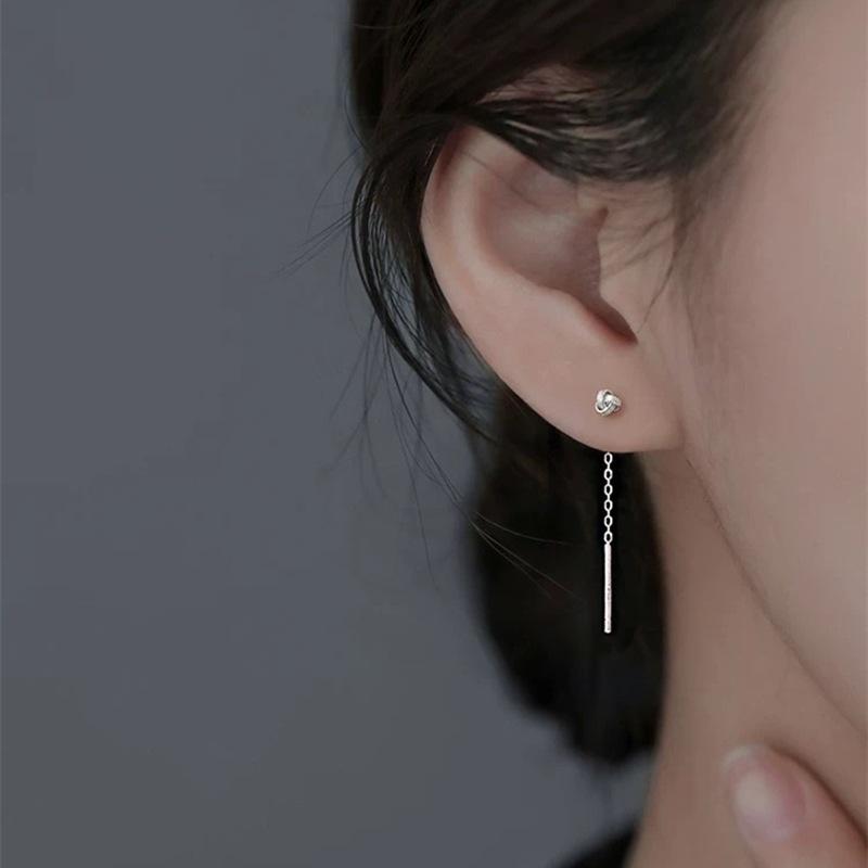 

Auspicious Knot Earrings for Women Niche Premium Screw Back Tassel Ear Wire Healing Piercing Earrings