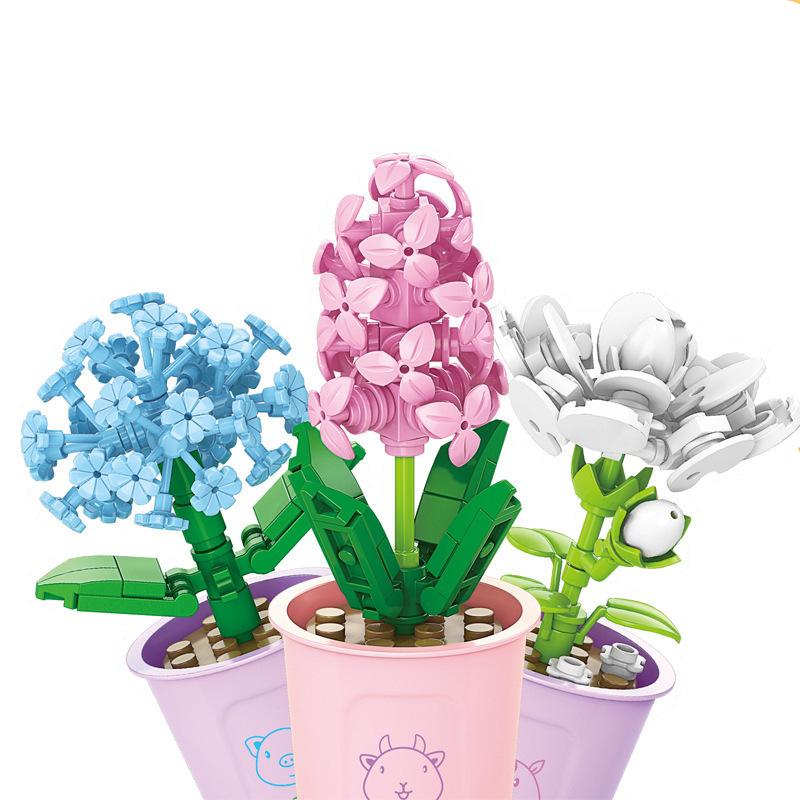 Kinderpuzzle Kleine Partikel Bausteine Blume Simulation Rose Bausteine Modell Spielzeug