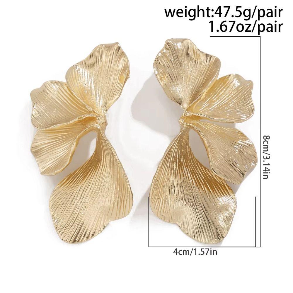 Exaggerated Leaf Drop Earrings Gold Color Plated Petal Pendant Earrings  Party Ear Accessories
