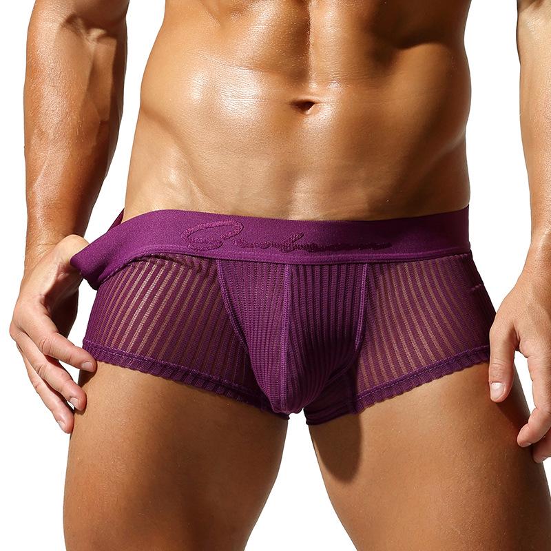 SEOBEAN Men's Sheer U-Convex Low-Rise Boxer Briefs