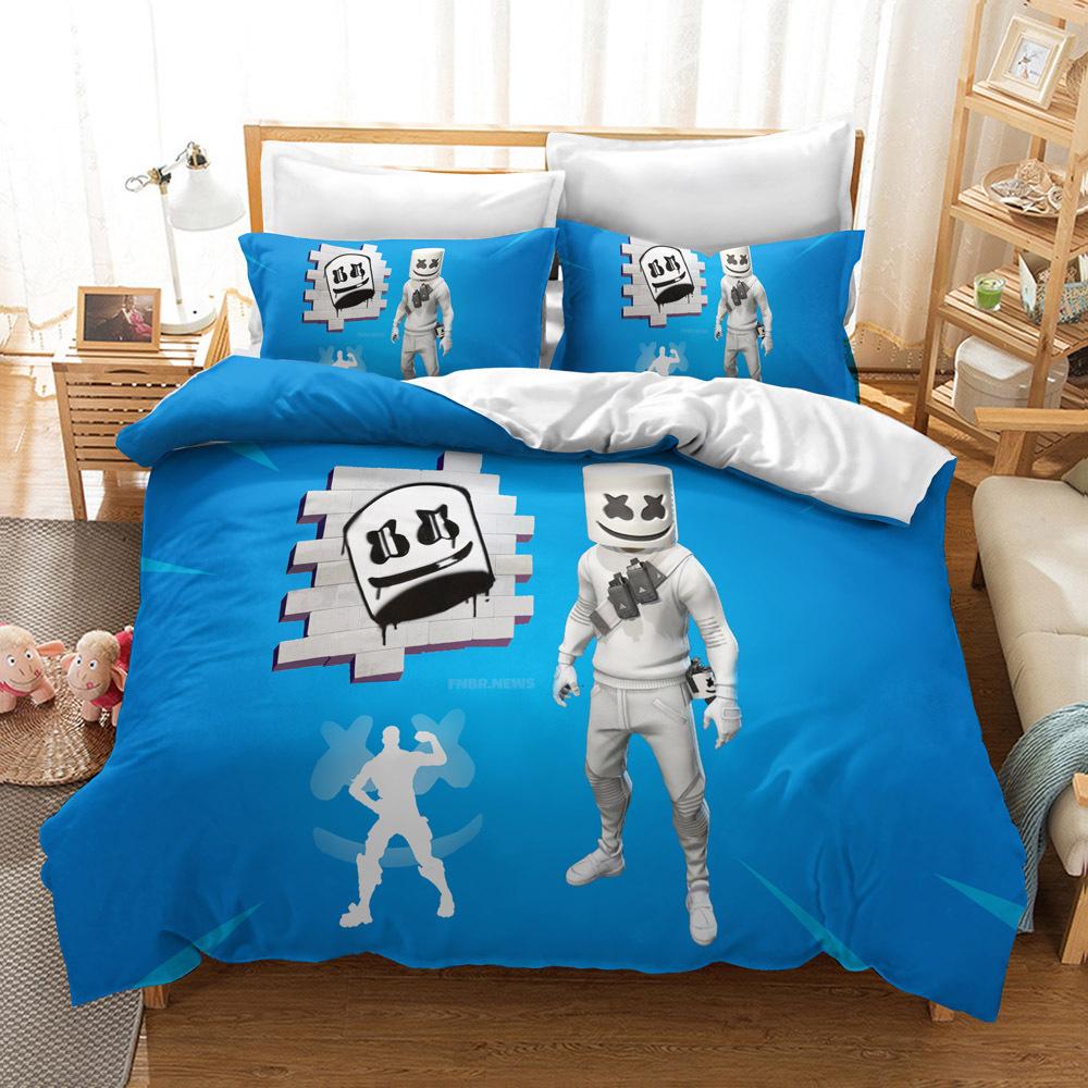 Home Textile Bedding Three-Piece Set 3D Digital Printing Cartoon Marshmallow Quilt Cover Pillowcase