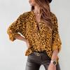 Women's Long Sleeve Leopard Print Single-Breasted Cardigan Shirt