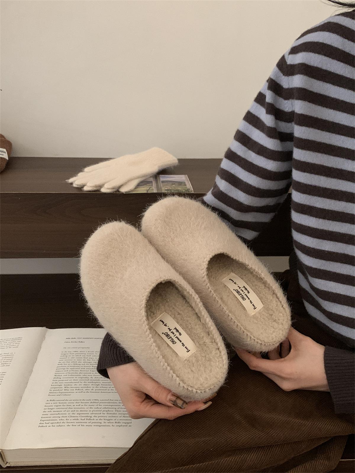

внутреннее увеличение высоты леопардовый принт бархат маленькие Birkenstocks женские 2025 осень и зима новые сумка-однопедаль голова полушлепки хлопковые туфли 39