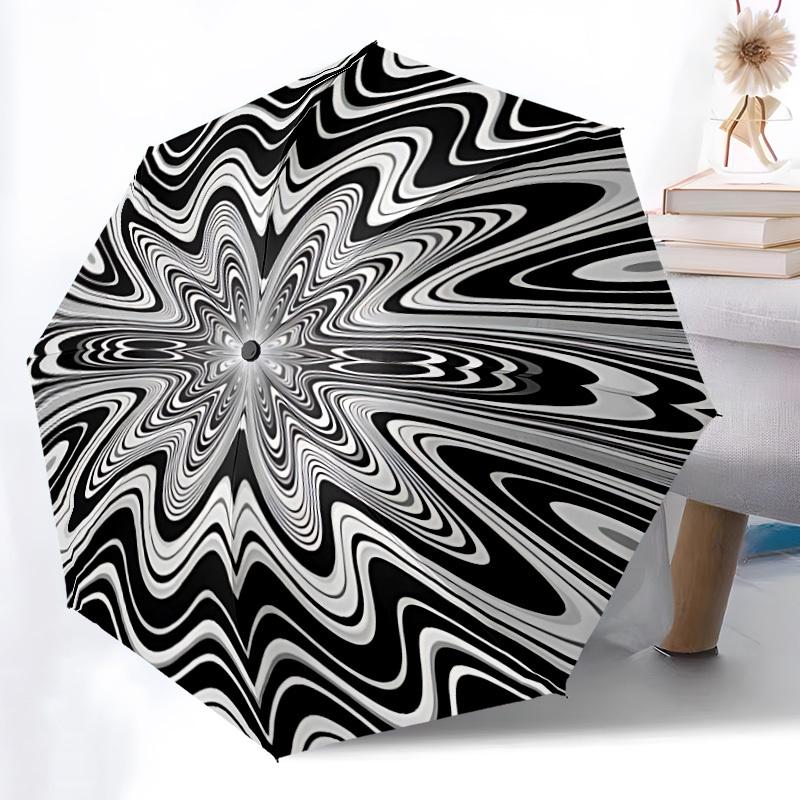 

1pc Optical Illusion Pattern Automatic Folding Umbrella Durable Iron Frame,All Seasons Home Travel Outdoor Multifunctional Umbrella yy251115052