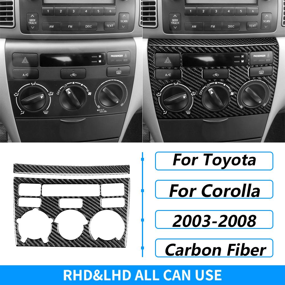 For Toyota Corolla 2003-2008 Carbon Fiber Central Control Gear Shift Air Vent AC CD Window Lift Trim Set Car Accessories Sticker
