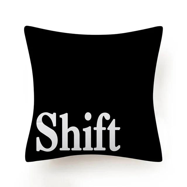 Keyboard Jeanette Alt Del Ctrl Letter Pattern Hug Cushion Cover Black and White Home Decor Home Car Comfort Cushion Cover    ...