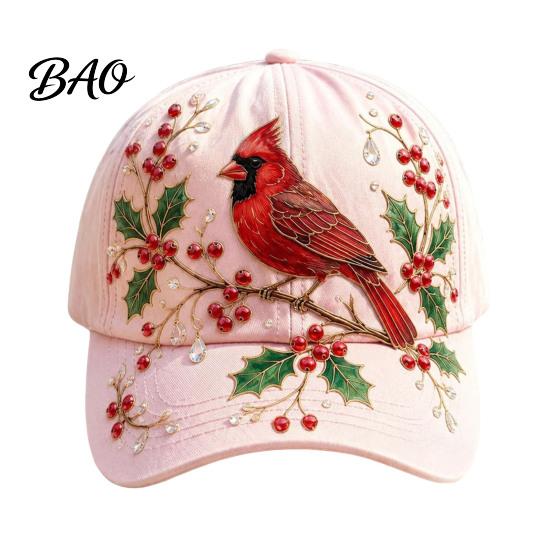 Natürlich inspirierte lässige Hut Baseballkappe für Damen, Stickerei Blumen Vogel Muster Hut, Kolibri Verstellbare Passform Gartenarbeit Sonne Frühling Sommer Draußen