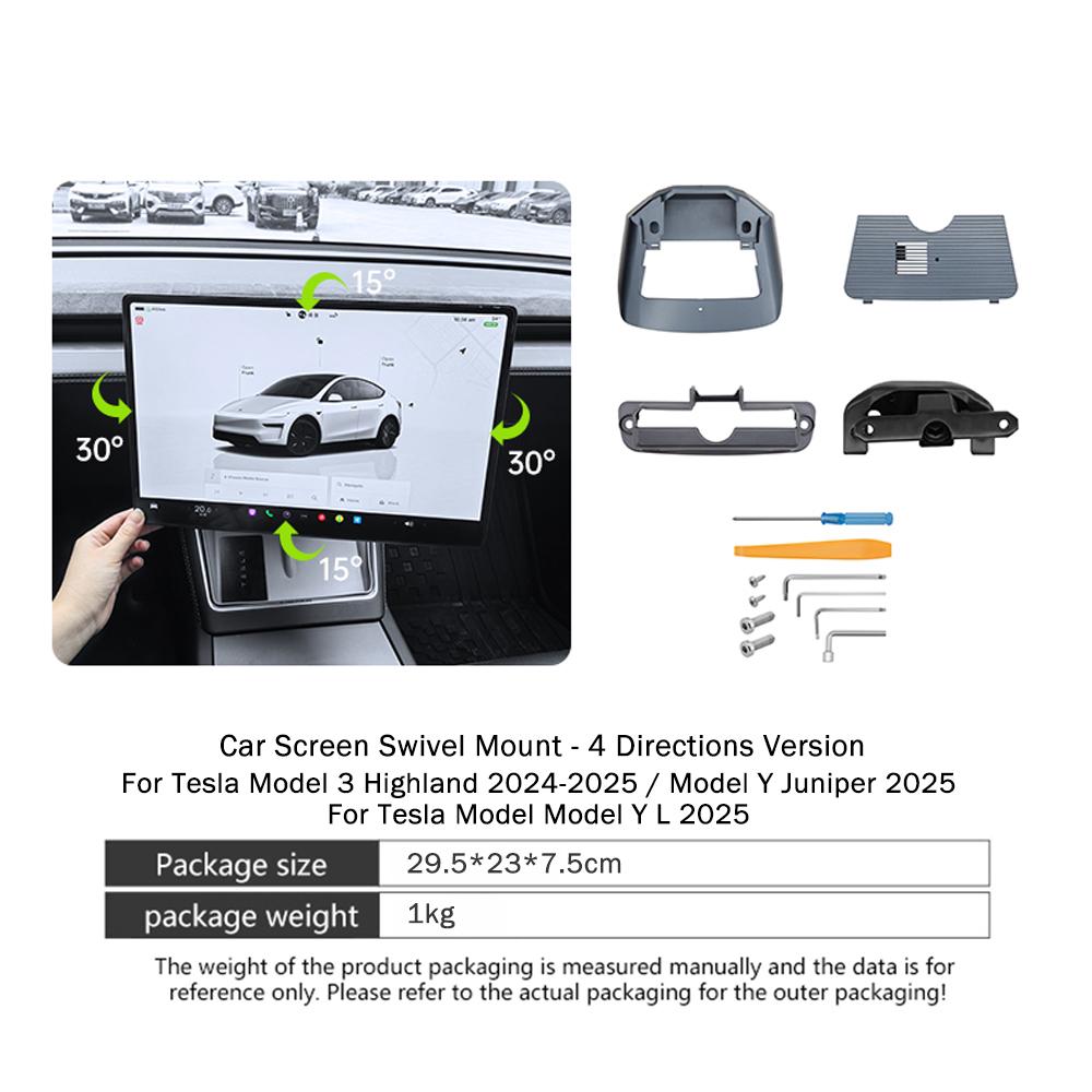 Screen Swivel Mount for Tesla Model Y L Juniper Model 3 Highland Center Console Screen Rotating Bracket 4 Direction Adjustment