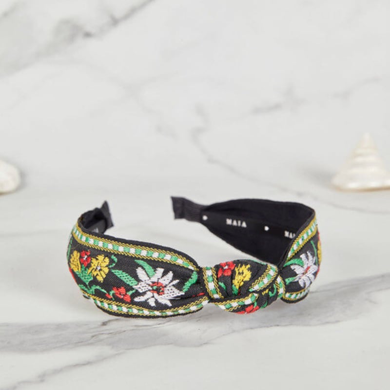 

МАЙЯ Зеленый Цветочный Жаккардовый Ободок для Волос - Завязанный Желто-Зеленый Knot-shaped yellow-green