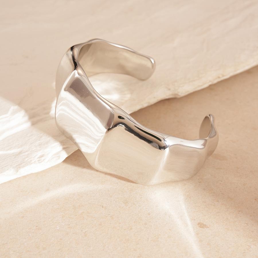 

Punk Silver Color Metal Bracelet for Women Men Irregular Wide Open Cuff Bangles Party Hand Jewelry Pulseras