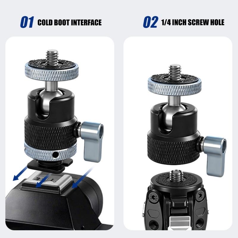 Aluminum Construction Universal Rotating Cold Shoe Adapter with 1/4in Screw For Camera Phone And Monitor