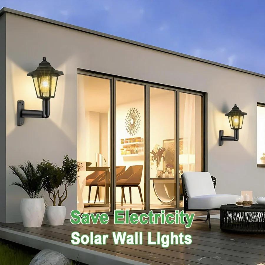 1/2/4pcs Garden Warm Lights Waterproof Outdoor Solar Street Light Lightings Wall Light Fixture Leds for Lighting Outdoor Gardens Decoration