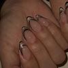 Luxury French Cat Eye Short Almond Nail Tips with Gold Curve Design