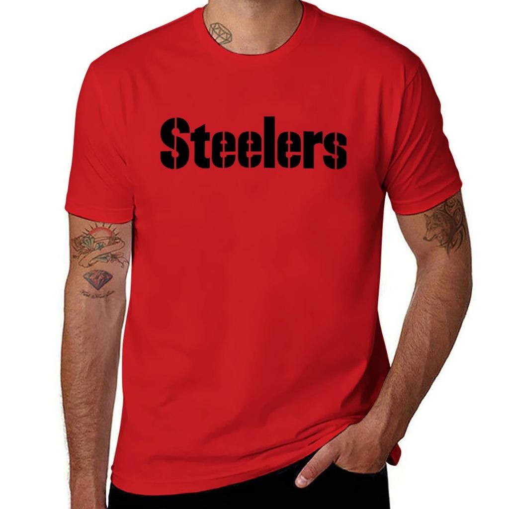 Steelers T-Shirt Hippie Clothes Summer Clothes Plus Sizes Short Sleeve Tee Fruit of the Loom Mens T Shirts