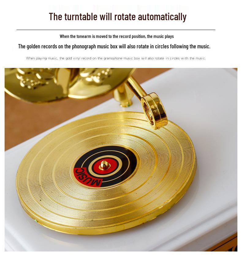 Mini Classic Retro Trumpet Gramophone Music Box & Home Decor