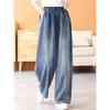 Plus Size Women's Casual Wide-Leg Velvet Denim Pants for Autumn and Winter