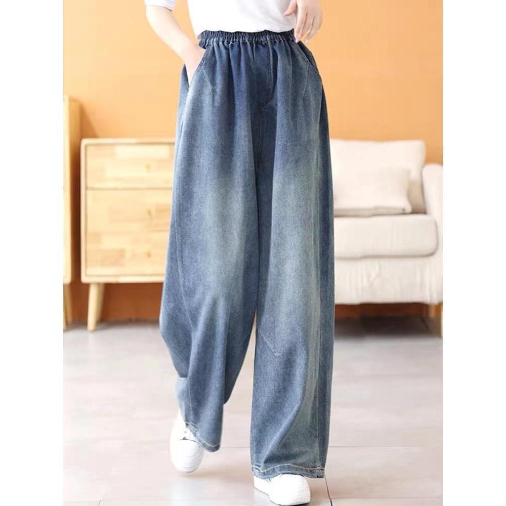 

Plus Size Women s Casual Wide-Leg Velvet Denim Pants for Autumn and Winter XL [65-80 kg]