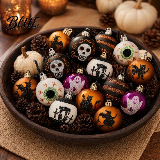 Halloween Holiday Decoration 16 Pcs Hanging Ball Decor 6cm Skull Witch Eye Ornaments Festive Accessories for Ghost Tree Spooky Window Yard