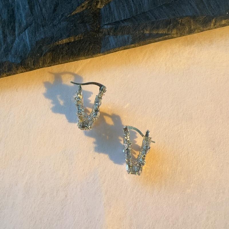 Elegant and High-end Sense of Brilliant Zircon Ice Flower Six-pointed Star Stud Earrings