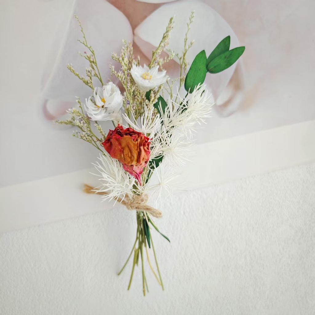 Dried Flower Mini Bouquet Bridal Bridesmaid Wedding Boutonniere Gift Box Decor DIY Material Kit Home Decor