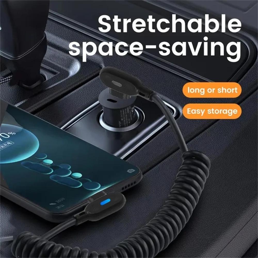 6A Elbow Spring Data Cable Retractable USB C To Type C Fast Charging Cable for Samsung Huawei Xiaomi Phone Charger Wire Cord