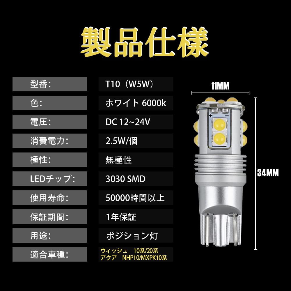 YOBIS Wish 10 Series/20 Series Compatible Aqua NHP10 Compatible, Beautiful White T10 Wedge, 11