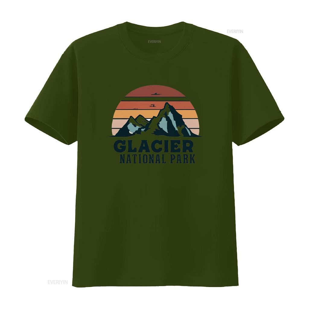 Glacier National Park T Shirt Vintage Washed Versatile Top For Everyday Wear Casual Designer Clothes Breathable Comfortable