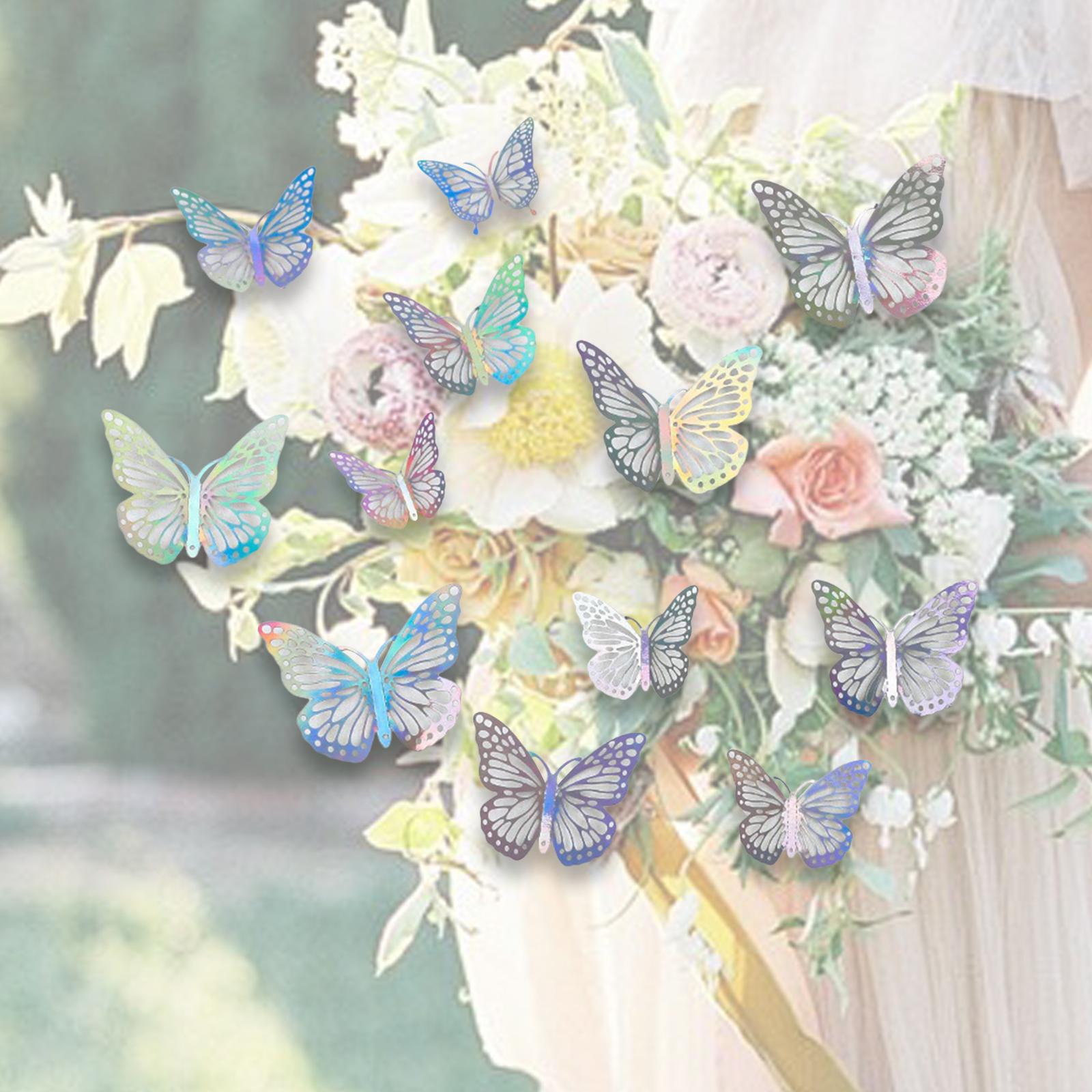 

3D Butterfly Wall Stickers DIY Gift 3D Butterfly Wall Decor Wall Decals for Garden Flower Arrangements Wall Living Room Wedding