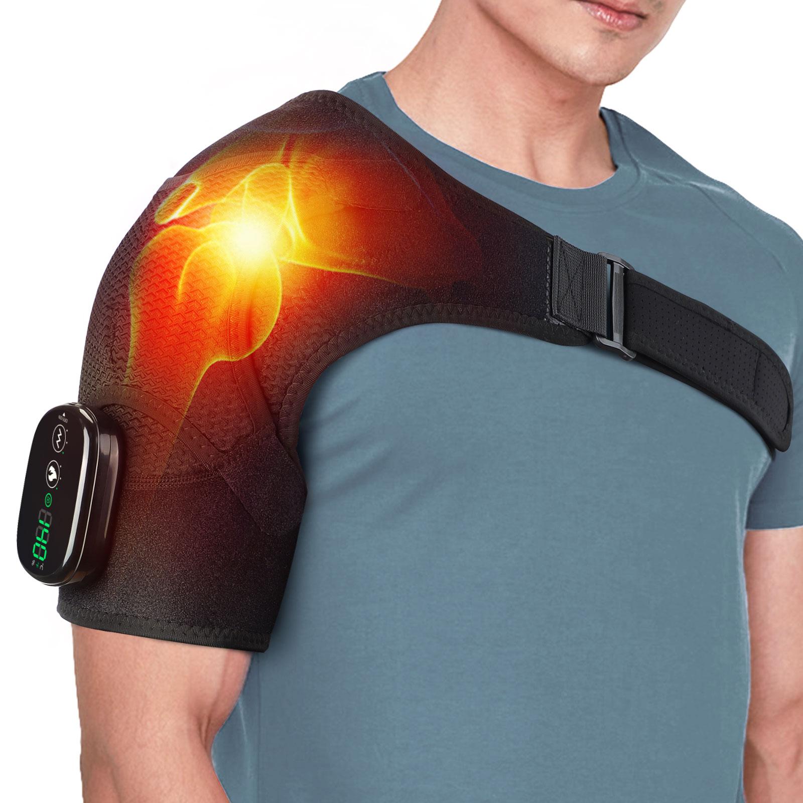 

Electric Heating Shoulder Massage Brace 3-speed Adjustable Heated Back Shoulder Belt Portable Relax Shoulder & Neck Massage Pad чёрный