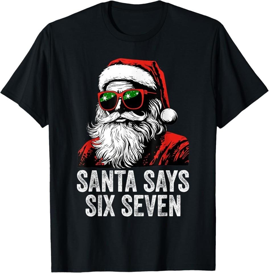 67 Meme Funny Six Seven Christmas 6-7 Meme Santa 6 7 T-Shirt S