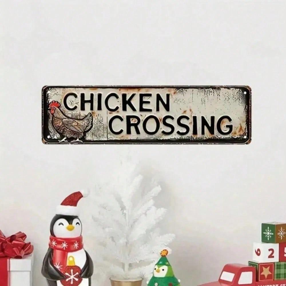 Retro Vintage Chicken Metal Wall Sign Weatherproof Farmhouse Kitchen Decor Pre Drilled Indoor Outdoor