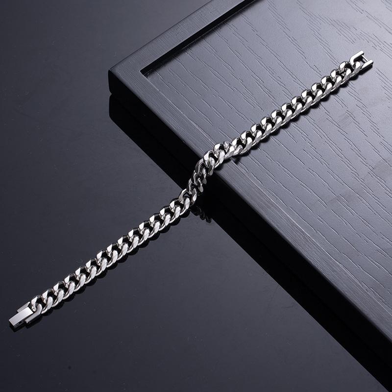 Stylish And Simple Cuban Chain Men'S And Women'S Jewelry Smooth Surface Lettering Titanium Steel Couple Bracelet Jewelry