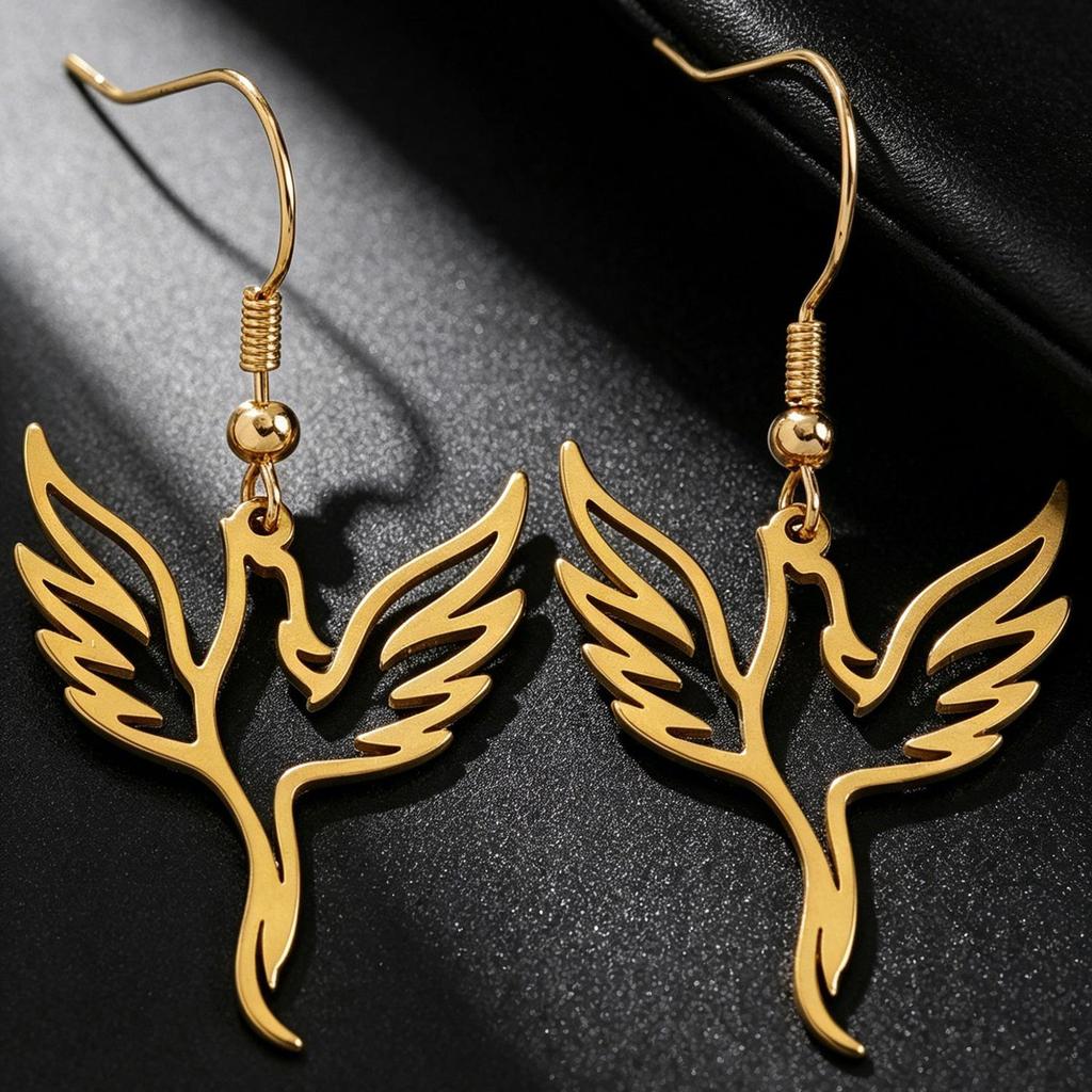 Elegant Phoenix Jewelry Set: Unique Flying Bird Necklace & Earrings